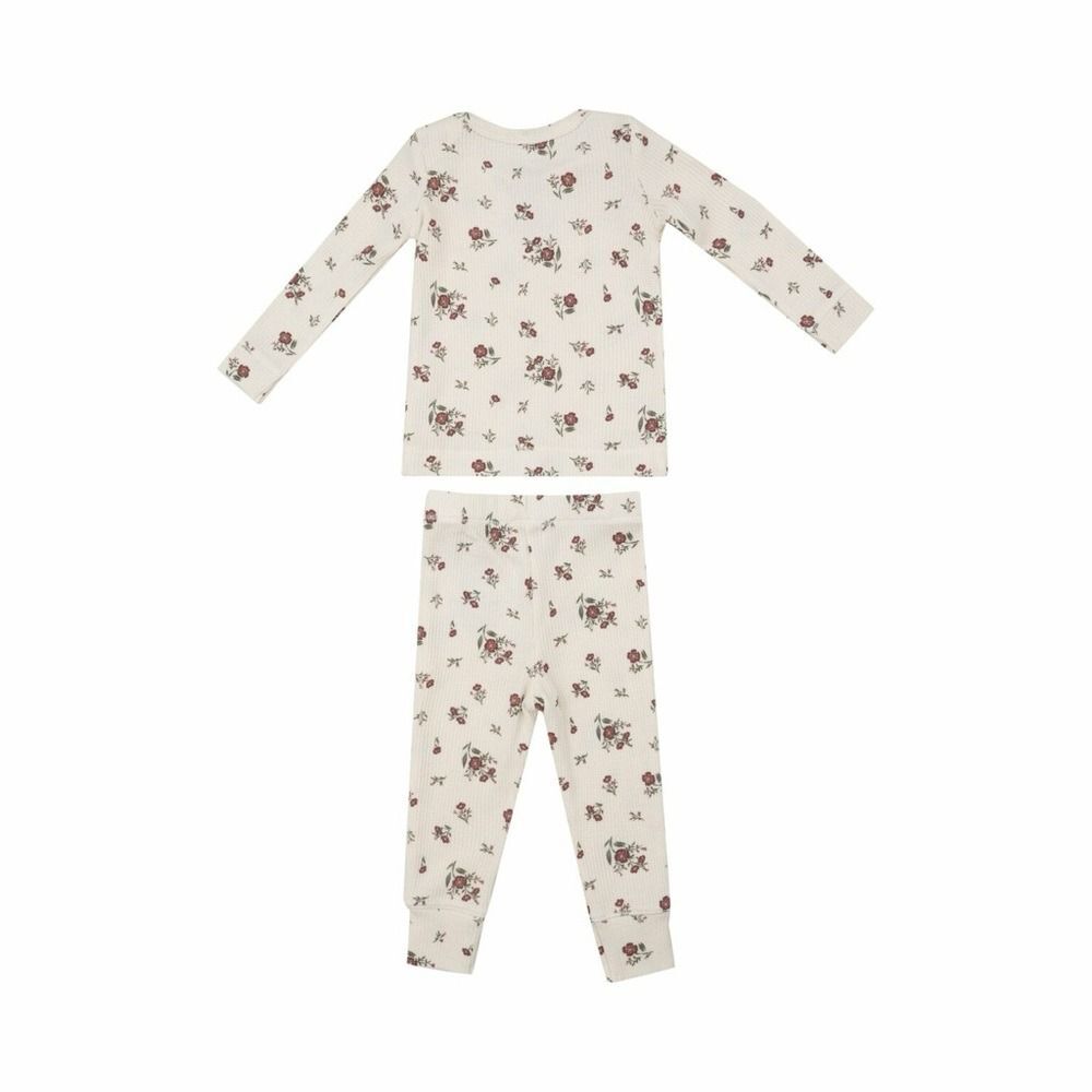 Angel Dear 3T Misty Rose Floral Long Sleeve Loungewear Pajama Set Thermal
